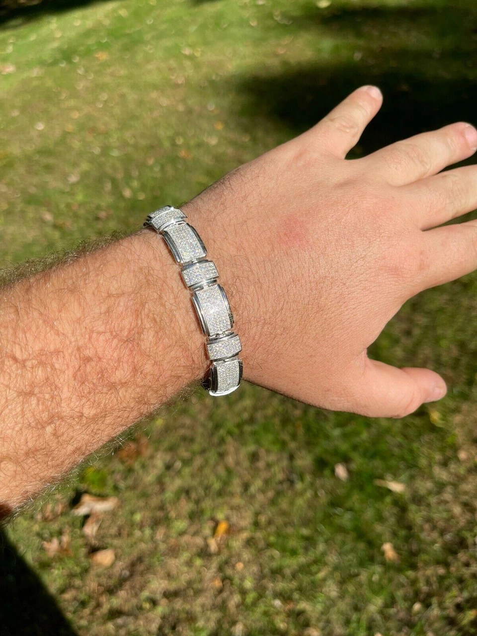 Men's Custom Link Bracelet Real 925 Silver Iced MOISSANITE Pass Diamond Tester 4 Men's Custom Link Bracelet Real 925 Silver Iced MOISSANITE Pass Diamond Tester - Image 2