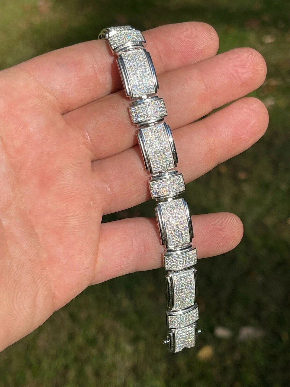 Men's Custom Link Bracelet Real 925 Silver Iced MOISSANITE Pass Diamond Tester 6 Men's Custom Link Bracelet Real 925 Silver Iced MOISSANITE Pass Diamond Tester - Image 4