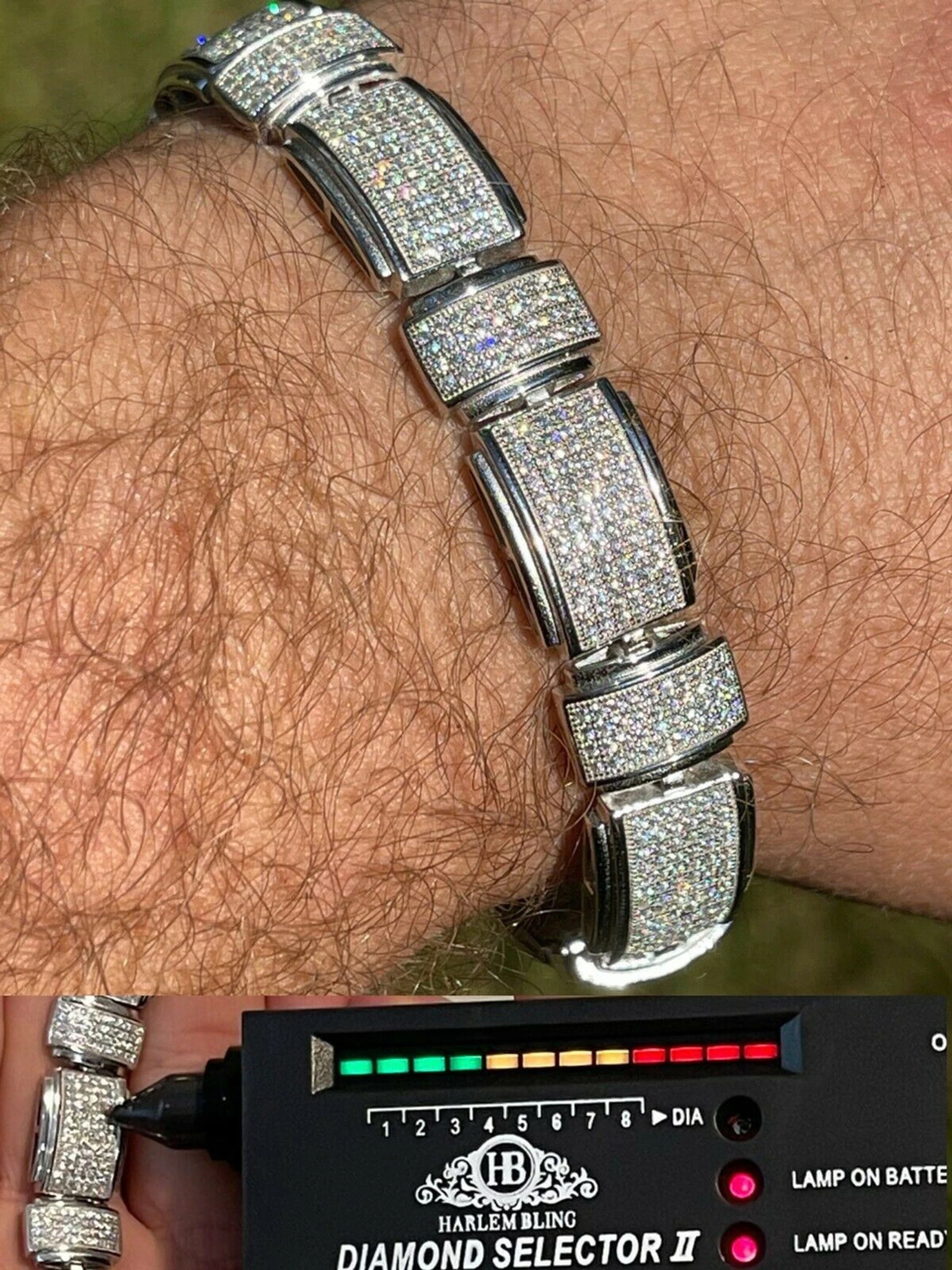 Men's Custom Link Bracelet Real 925 Silver Iced MOISSANITE Pass Diamond Tester 3 Men's Custom Link Bracelet Real 925 Silver Iced MOISSANITE Pass Diamond Tester
