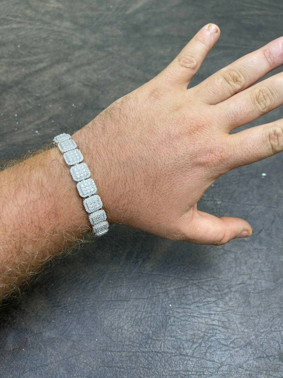 Men's Custom Square Bracelet Real 925 Silver Iced MOISSANITE Pass Diamond Tester 12 Men's Custom Square Bracelet Real 925 Silver Iced MOISSANITE Pass Diamond Tester - Image 10