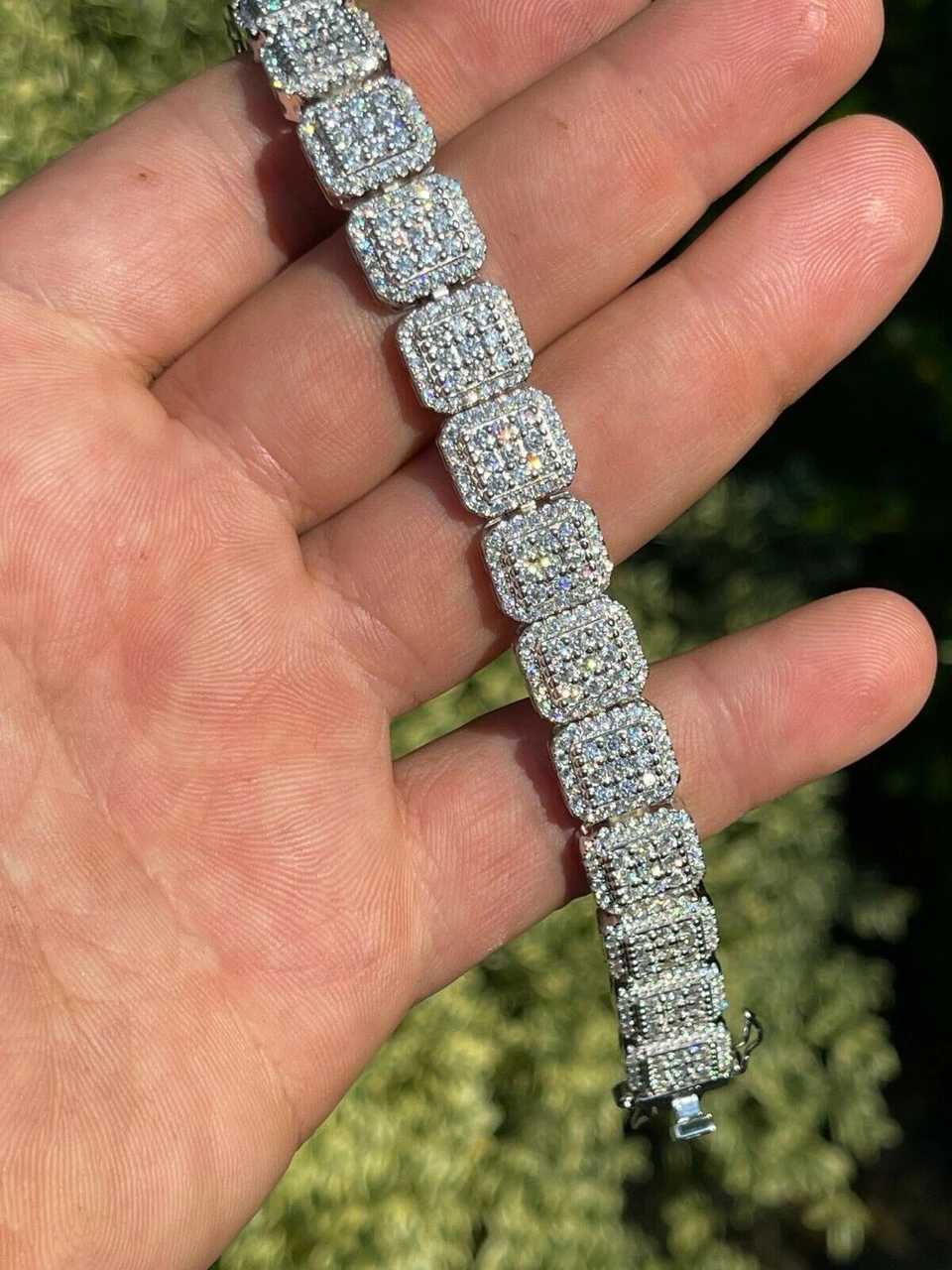 Men's Custom Square Bracelet Real 925 Silver Iced MOISSANITE Pass Diamond Tester 16 Men's Custom Square Bracelet Real 925 Silver Iced MOISSANITE Pass Diamond Tester - Image 14