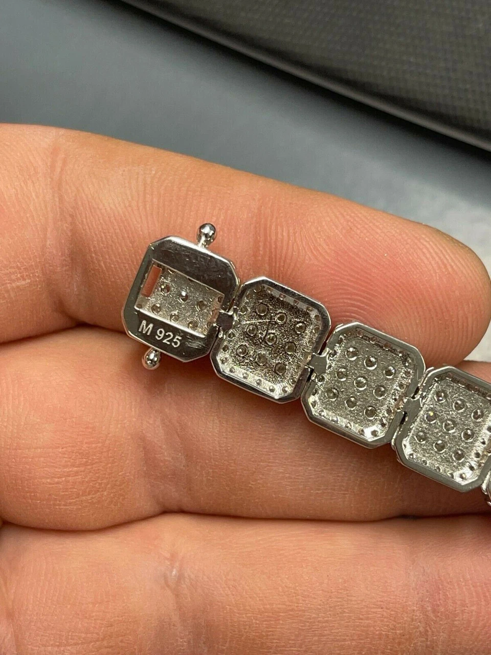Men's Custom Square Bracelet Real 925 Silver Iced MOISSANITE Pass Diamond Tester 15 Men's Custom Square Bracelet Real 925 Silver Iced MOISSANITE Pass Diamond Tester - Image 13
