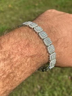 Men's Custom Square Bracelet Real 925 Silver Iced MOISSANITE Pass Diamond Tester 18 Men's Custom Square Bracelet Real 925 Silver Iced MOISSANITE Pass Diamond Tester -Harlem Bling Shop italiano silver inc mens custom square bracelet real 925 silver iced moissanite pass diamond tester 56250.1664387906
