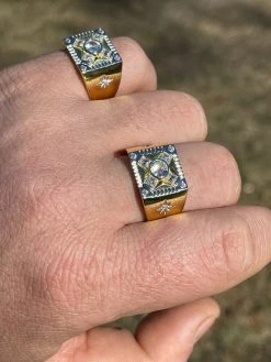 Mens Iced 14k Gold & Real Solid 925 Sterling Silver Diamond Solitaire Ring Pinky -Harlem Bling Shop italiano silver inc mens iced 14k gold and real solid 925 sterling silver diamond solitaire ring pinky 34913.1664376336