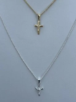 Mens Ladies Real 925 Silver Plain Gold Cross Crucifix Pendant Necklace Small 1" 15 Mens Ladies Real 925 Silver Plain Gold Cross Crucifix Pendant Necklace Small 1" -Harlem Bling Shop italiano silver inc mens ladies real 925 silver plain gold cross crucifix pendant necklace small 1 59556.1664397073