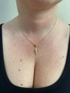 Mens Ladies Real 925 Silver Plain Gold Cross Crucifix Pendant Necklace Small 1" 18 Mens Ladies Real 925 Silver Plain Gold Cross Crucifix Pendant Necklace Small 1" -Harlem Bling Shop italiano silver inc mens ladies real 925 silver plain gold cross crucifix pendant necklace small 1 85192.1664394703