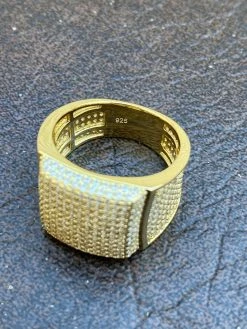 Men's Large Solid Real 14k Gold 925 Silver Square Diamond Pinky RING ICY Bling -Harlem Bling Shop italiano silver inc mens large solid real 14k gold 925 silver square diamond pinky ring icy bling 09270.1664381113