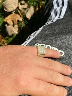 Men's Large Solid Real 14k Gold 925 Silver Square Diamond Pinky RING ICY Bling -Harlem Bling Shop italiano silver inc mens large solid real 14k gold 925 silver square diamond pinky ring icy bling 18366.1664371592