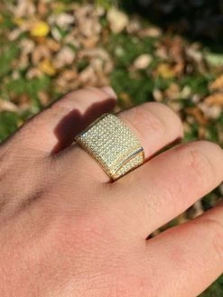 Men's Large Solid Real 14k Gold 925 Silver Square Diamond Pinky RING ICY Bling -Harlem Bling Shop italiano silver inc mens large solid real 14k gold 925 silver square diamond pinky ring icy bling 52893.1664373418