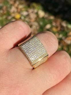 Men's Large Solid Real 14k Gold 925 Silver Square Diamond Pinky RING ICY Bling -Harlem Bling Shop italiano silver inc mens large solid real 14k gold 925 silver square diamond pinky ring icy bling 62437.1664382441