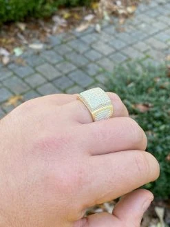 Men's Large Solid Real 14k Gold 925 Silver Square Diamond Pinky RING ICY Bling -Harlem Bling Shop italiano silver inc mens large solid real 14k gold 925 silver square diamond pinky ring icy bling 65179.1664392046
