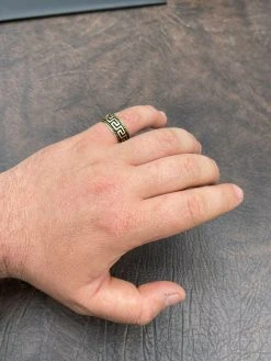 Mens Plain Ring Real 14k Gold Over Solid 925 Silver Pinky Wedding Band Greek Key -Harlem Bling Shop italiano silver inc mens plain ring real 14k gold over solid 925 silver pinky wedding band greek key 08701.1664393857