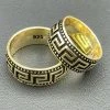 Mens Plain Ring Real 14k Gold Over Solid 925 Silver Pinky Wedding Band Greek Key
