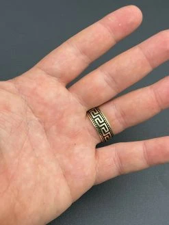 Mens Plain Ring Real 14k Gold Over Solid 925 Silver Pinky Wedding Band Greek Key -Harlem Bling Shop italiano silver inc mens plain ring real 14k gold over solid 925 silver pinky wedding band greek key 54713.1664399720