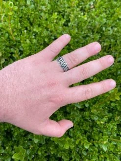 Mens Plain Ring Real 925 Sterling Silver & Black Oxidized Wedding Band Greek Key -Harlem Bling Shop italiano silver inc mens plain ring real 925 sterling silver and black oxidized wedding band greek key 73467.1664388431