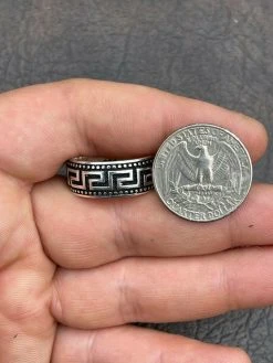Mens Plain Ring Real 925 Sterling Silver & Black Oxidized Wedding Band Greek Key -Harlem Bling Shop italiano silver inc mens plain ring real 925 sterling silver and black oxidized wedding band greek key 86510.1664395957