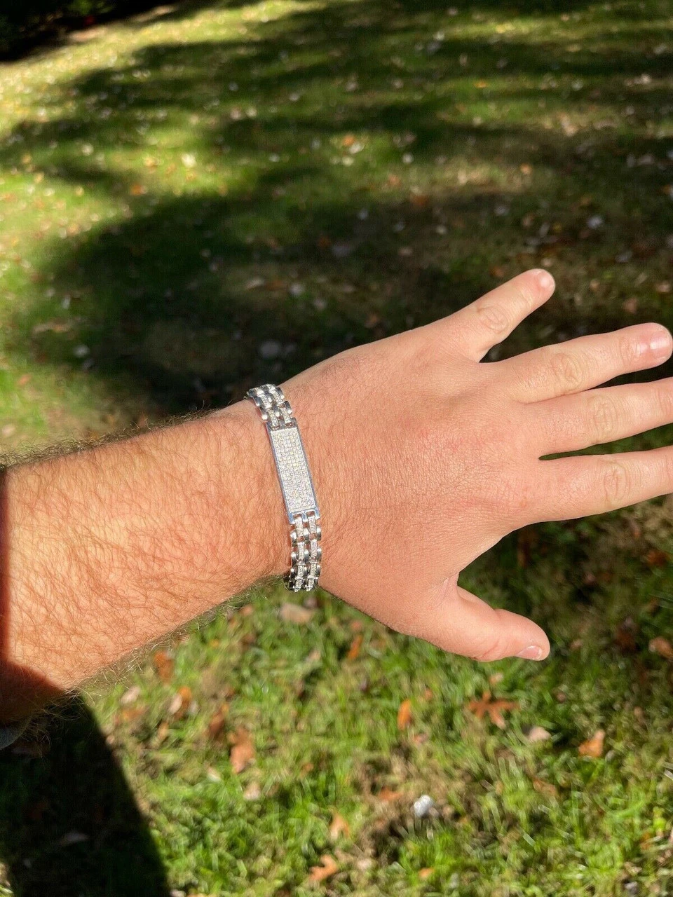 Mens Presidential ID Bracelet Real 925 Silver Iced MOISSANITE Pass Diamond Test 4 Mens Presidential ID Bracelet Real 925 Silver Iced MOISSANITE Pass Diamond Test - Image 2