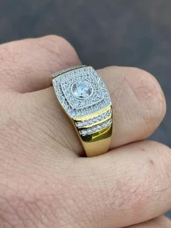Mens REAL 10k Gold Over Solid 925 Sterling Silver Iced Diamond Solitaire Ring 16 Mens REAL 10k Gold Over Solid 925 Sterling Silver Iced Diamond Solitaire Ring -Harlem Bling Shop italiano silver inc mens real 10k gold over solid 925 sterling silver iced diamond solitaire ring 99589.1664387179