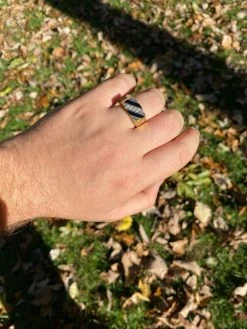 Men's Real 14k Gold Solid 925 Silver Nugget Black Onyx Ring Iced Hip Hop Anillo -Harlem Bling Shop italiano silver inc mens real 14k gold solid 925 silver nugget black onyx ring iced hip hop anillo 67947.1664373155