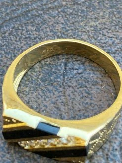 Men's Real 14k Gold Solid 925 Silver Nugget Black Onyx Ring Iced Hip Hop Anillo -Harlem Bling Shop italiano silver inc mens real 14k gold solid 925 silver nugget black onyx ring iced hip hop anillo 73665.1664390710