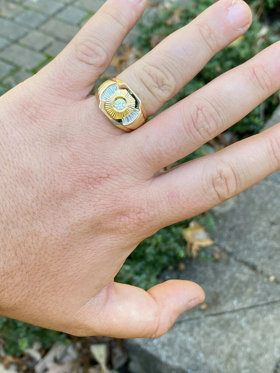 Mens Real 925 Silver & 14k Yellow Gold Iced Baguette Diamond Custom Ring Sz 7-13 11 Mens Real 925 Silver & 14k Yellow Gold Iced Baguette Diamond Custom Ring Sz 7-13 - Image 9