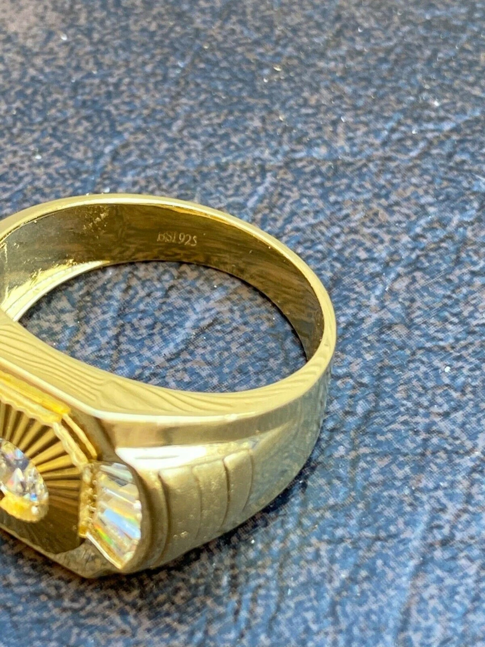 Mens Real 925 Silver & 14k Yellow Gold Iced Baguette Diamond Custom Ring Sz 7-13 14 Mens Real 925 Silver & 14k Yellow Gold Iced Baguette Diamond Custom Ring Sz 7-13 - Image 12