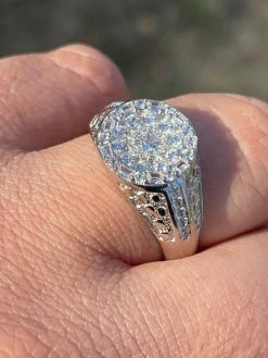 Mens Real 925 Silver Iced Diamond Nugget Micropave Ring Size 6 7 8 9 10 11 12 13 -Harlem Bling Shop italiano silver inc mens real 925 silver iced diamond nugget micropave ring size 6 7 8 9 10 11 12 13 66175.1664399228