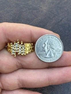 Mens REAL 925 Sterling Silver & 14k Gold Nugget Ring Baguette Iced Hip Hop Ring 23 Mens REAL 925 Sterling Silver & 14k Gold Nugget Ring Baguette Iced Hip Hop Ring -Harlem Bling Shop italiano silver inc mens real 925 sterling silver and 14k gold nugget ring baguette iced hip hop ring 07491.1664377585