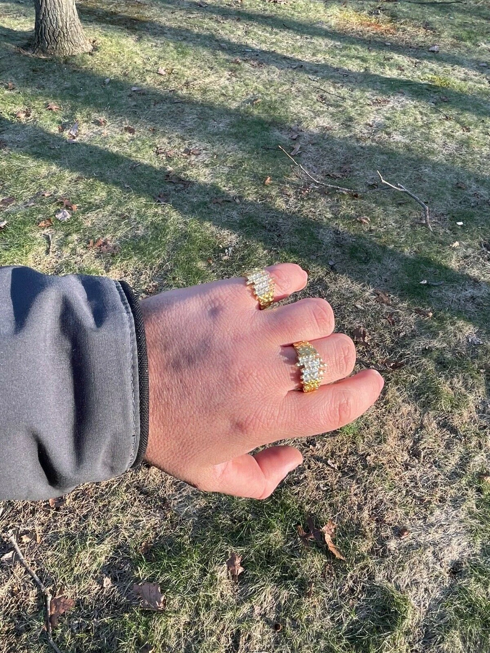 Mens REAL 925 Sterling Silver & 14k Gold Nugget Ring Baguette Iced Hip Hop Ring 13 Mens REAL 925 Sterling Silver & 14k Gold Nugget Ring Baguette Iced Hip Hop Ring - Image 11