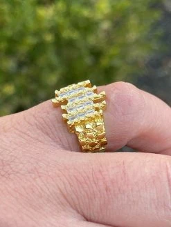 Mens REAL 925 Sterling Silver & 14k Gold Nugget Ring Baguette Iced Hip Hop Ring 20 Mens REAL 925 Sterling Silver & 14k Gold Nugget Ring Baguette Iced Hip Hop Ring -Harlem Bling Shop italiano silver inc mens real 925 sterling silver and 14k gold nugget ring baguette iced hip hop ring 89333.1664382453