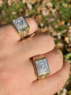 Mens Real 925 Sterling Silver & 14k Yellow Gold Iced Baguette Statement Ring -Harlem Bling Shop italiano silver inc mens real 925 sterling silver and 14k yellow gold iced baguette statement ring 17220.1664376391