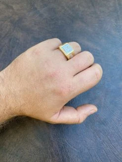 Mens Real 925 Sterling Silver & 14k Yellow Gold Iced Baguette Statement Ring -Harlem Bling Shop italiano silver inc mens real 925 sterling silver and 14k yellow gold iced baguette statement ring 23353.1664375345