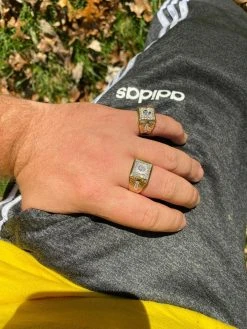 Mens Real 925 Sterling Silver & 14k Yellow Gold Iced Baguette Statement Ring -Harlem Bling Shop italiano silver inc mens real 925 sterling silver and 14k yellow gold iced baguette statement ring 87649.1664390848