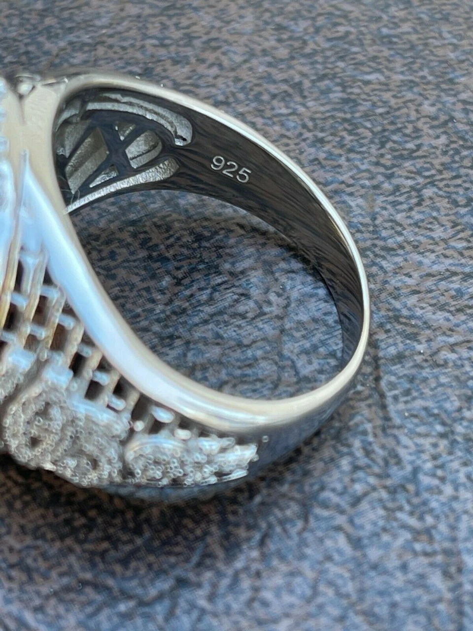 Men's Real 925 Sterling Silver Egyptian King Pharaoh Iced Ring Baguette Diamond 14 Men's Real 925 Sterling Silver Egyptian King Pharaoh Iced Ring Baguette Diamond - Image 12