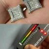Men's Real 925 Sterling Silver MOISSANITE Iced Kite Earrings Pass Diamond Tester