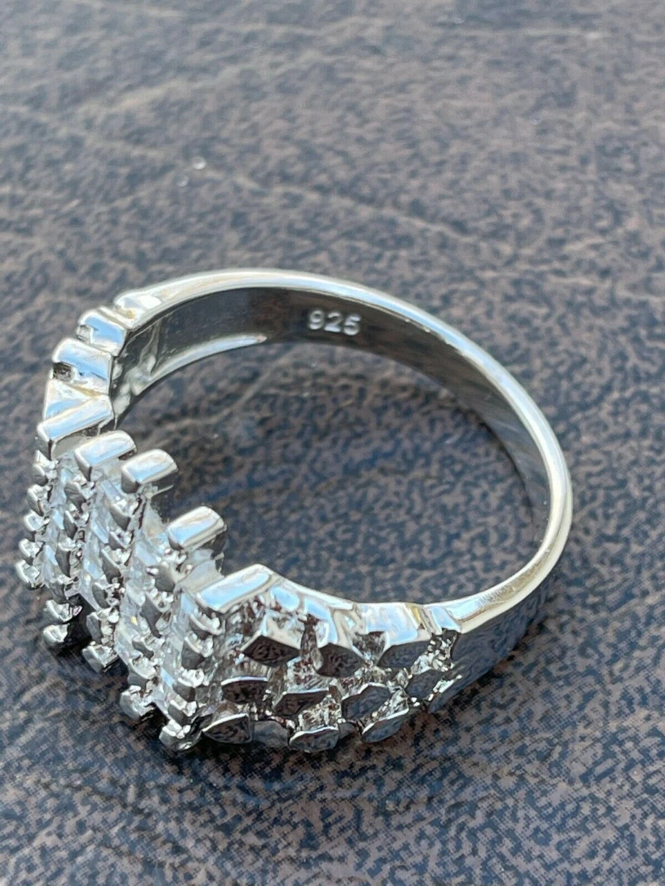 Mens REAL 925 Sterling Silver Nugget Ring Baguette Iced Drip Diamonds Pinky Ring 14 Mens REAL 925 Sterling Silver Nugget Ring Baguette Iced Drip Diamonds Pinky Ring - Image 12