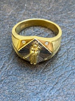 Men's Real Solid 14k Gold & 925 Sterling Silver Grim Reaper Santa Muerte Ring -Harlem Bling Shop italiano silver inc mens real solid 14k gold and 925 sterling silver grim reaper santa muerte ring 02324.1664393001