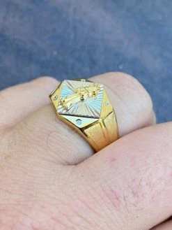 Men's Real Solid 14k Gold & 925 Sterling Silver Grim Reaper Santa Muerte Ring -Harlem Bling Shop italiano silver inc mens real solid 14k gold and 925 sterling silver grim reaper santa muerte ring 18049.1664388233