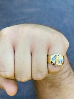 Men's Real Solid 14k Gold & 925 Sterling Silver Grim Reaper Santa Muerte Ring -Harlem Bling Shop italiano silver inc mens real solid 14k gold and 925 sterling silver grim reaper santa muerte ring 20684.1664383877