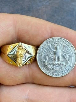 Men's Real Solid 14k Gold & 925 Sterling Silver Grim Reaper Santa Muerte Ring -Harlem Bling Shop italiano silver inc mens real solid 14k gold and 925 sterling silver grim reaper santa muerte ring 84478.1664377248