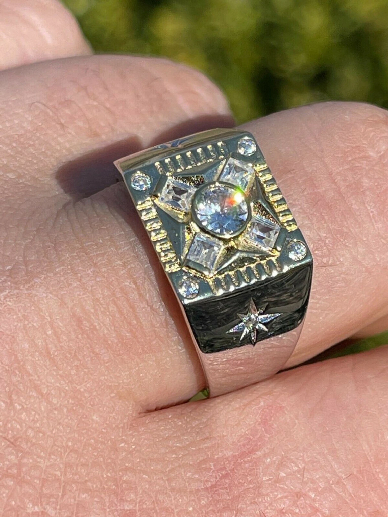 Mens Real Solid 925 Silver Iced Diamond Solitaire Ring Size 6 7 8 9 10 11 12 13 3 Mens Real Solid 925 Silver Iced Diamond Solitaire Ring Size 6 7 8 9 10 11 12 13