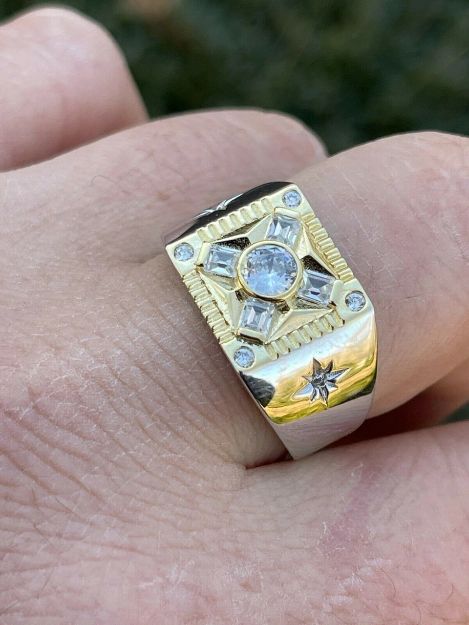 Mens Real Solid 925 Silver Iced Diamond Solitaire Ring Size 6 7 8 9 10 11 12 13 9 Mens Real Solid 925 Silver Iced Diamond Solitaire Ring Size 6 7 8 9 10 11 12 13 - Image 7