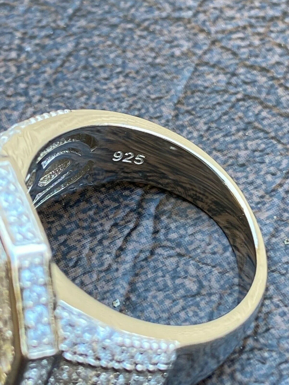 Men's Real Solid 925 Silver Octagonal Hip Hop RING Iced Pinky Baguette Diamond 13 Men's Real Solid 925 Silver Octagonal Hip Hop RING Iced Pinky Baguette Diamond - Image 11