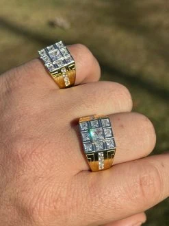 Mens REAL Solid 925 Sterling Silver 10k Gold Finish Iced Baguette Diamond Ring -Harlem Bling Shop italiano silver inc mens real solid 925 sterling silver 10k gold finish iced baguette diamond ring 12839.1664377962