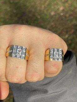 Mens REAL Solid 925 Sterling Silver 10k Gold Finish Iced Baguette Diamond Ring -Harlem Bling Shop italiano silver inc mens real solid 925 sterling silver 10k gold finish iced baguette diamond ring 24984.1664378381