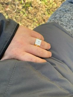 Mens REAL Solid 925 Sterling Silver 10k Gold Finish Iced Baguette Diamond Ring -Harlem Bling Shop italiano silver inc mens real solid 925 sterling silver 10k gold finish iced baguette diamond ring 78096.1664381887