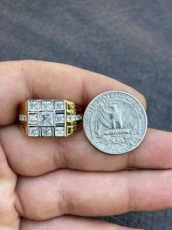 Mens REAL Solid 925 Sterling Silver 10k Gold Finish Iced Baguette Diamond Ring -Harlem Bling Shop italiano silver inc mens real solid 925 sterling silver 10k gold finish iced baguette diamond ring 91756.1664374907