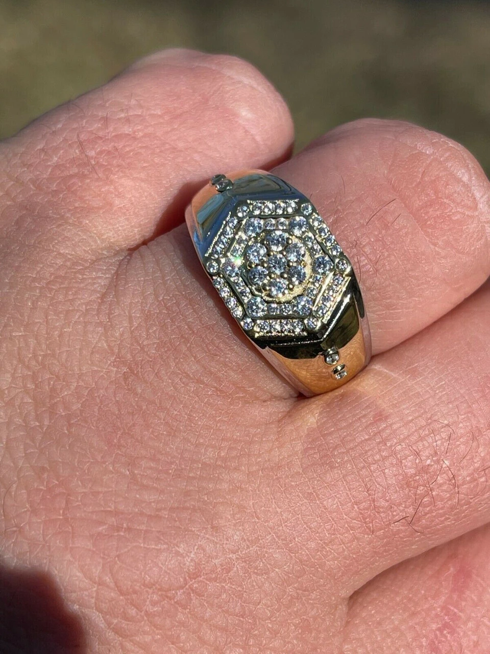 Mens Real Solid 925 Sterling Silver & 14k Gold Diamond RING Sz 6-13 ICED Hip Hop 4 Mens Real Solid 925 Sterling Silver & 14k Gold Diamond RING Sz 6-13 ICED Hip Hop - Image 2