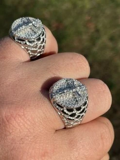 Men's Real Solid 925 Sterling Silver Iced Jesus Cross Nugget Ring Pinky Diamond -Harlem Bling Shop italiano silver inc mens real solid 925 sterling silver iced jesus cross nugget ring pinky diamond 08221.1664389539