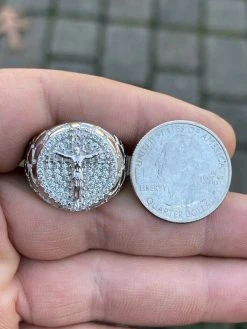 Men's Real Solid 925 Sterling Silver Iced Jesus Cross Nugget Ring Pinky Diamond -Harlem Bling Shop italiano silver inc mens real solid 925 sterling silver iced jesus cross nugget ring pinky diamond 64051.1664387265